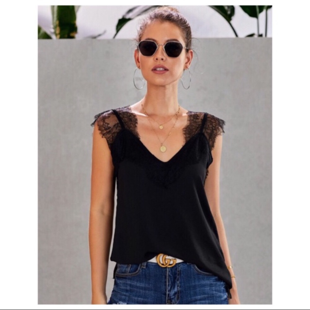 Black lace cami top - Picture 3 of 6